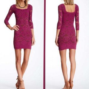 Free People Intimately Medallion Bodycon Dress 3/4 Sleeve